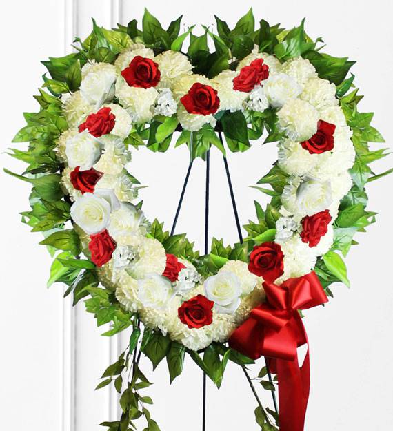 Red & White Heart Wreath